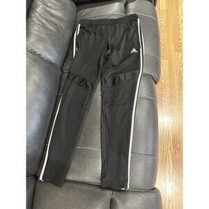 Black 3 Stripe Adidas Joggers Sweatpants Zipper Ankle‎ Women's Size Medium